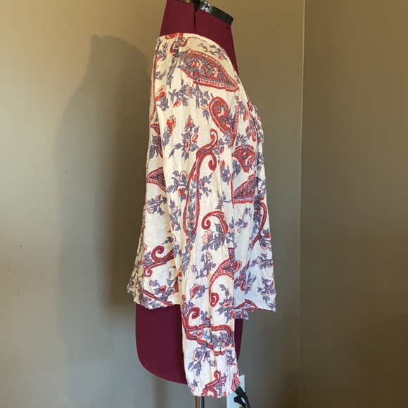 Lucky Brand Long Sleeve Cotton/Linen Blend Printed Tunic Top (Size M) - Picture 2 of 9